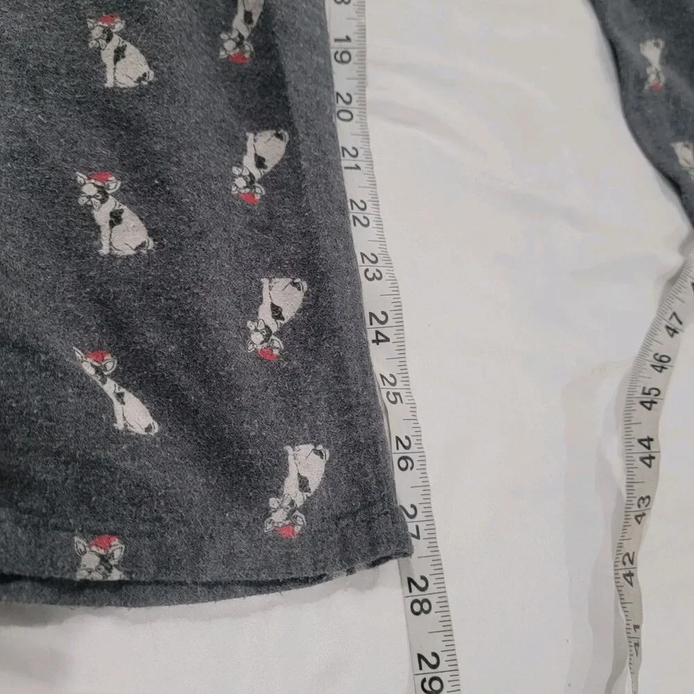 Old Navy Womens Flannel‎ Pajama Pants Size Small Dog Print Santa Frenchie Lounge